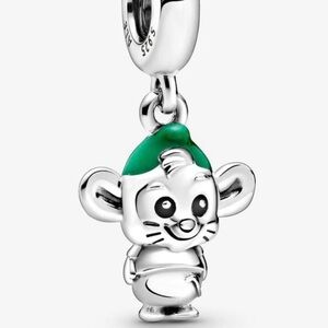 Pandora Silver Mouse Charm with Green Hat